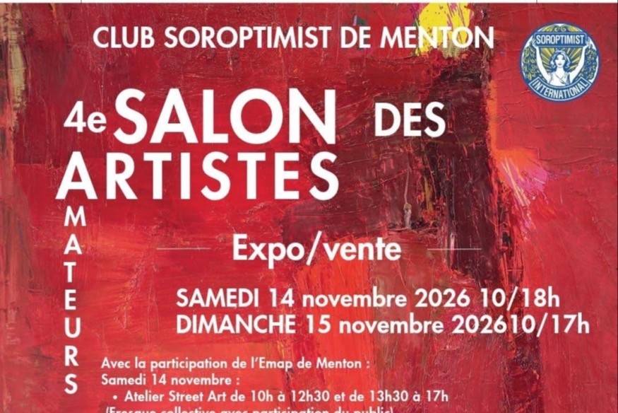 Le club Soroptimist de Menton a le plaisir de vous présenter le 4ème salon des artistes amateurs